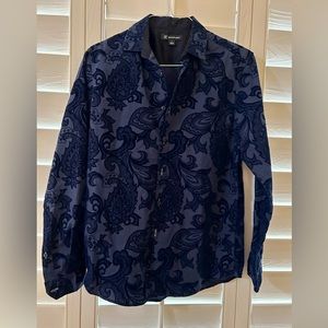 INC men’s dark blue velvet burnout shirt, SM